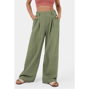 Halara High Waisted Plicated Side Pocket Wide Leg Flowy Solid Palazzo Casual Cot